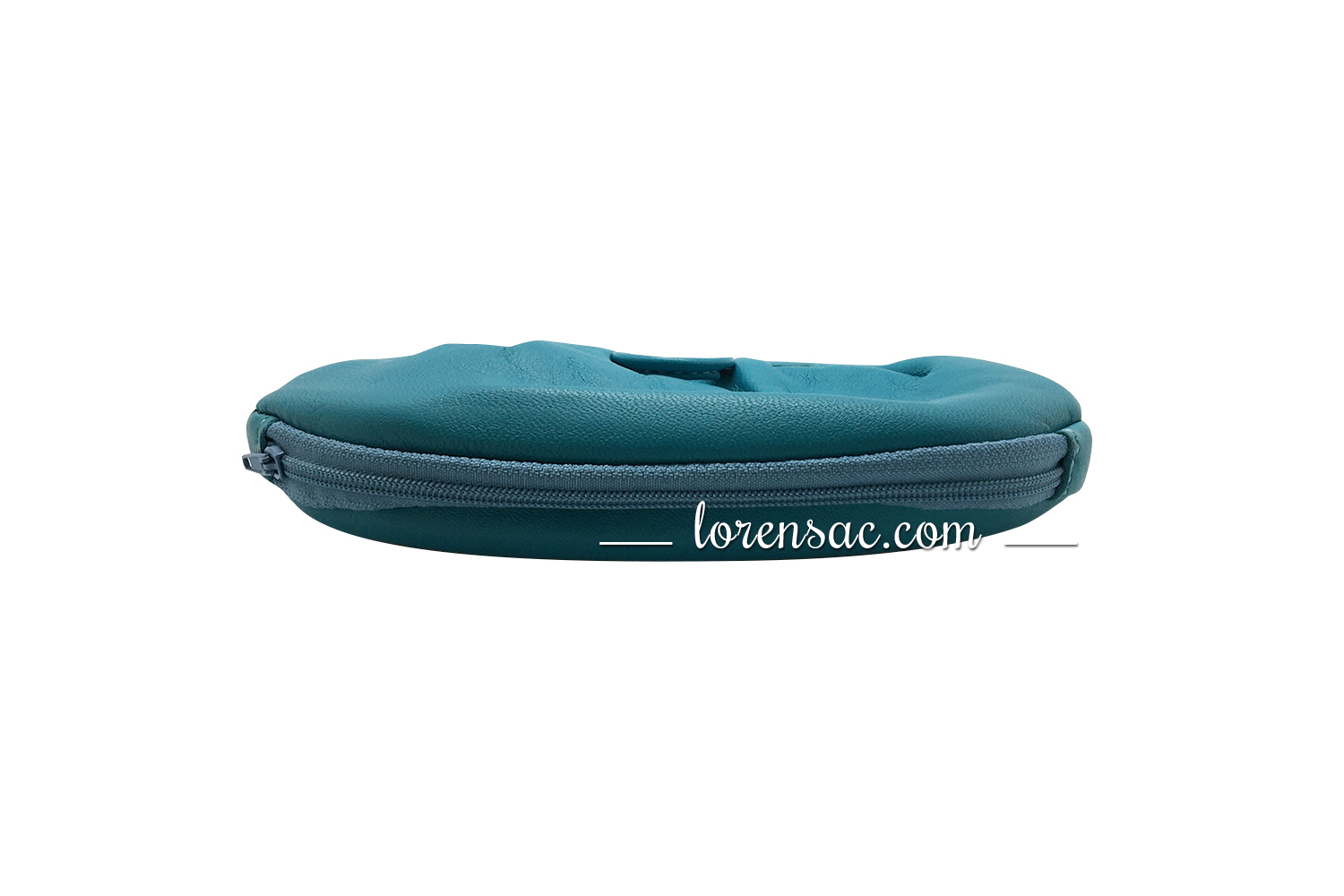 Dessous du grand porte monnaie clic clac femme en cuir véritable rétro bleu clair Dessous grand porte monnaie clic clac femme cuir rétro