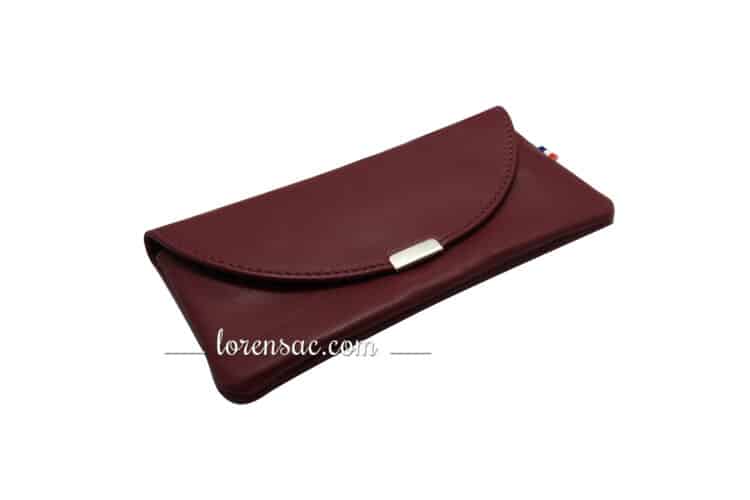 avant étui a lunette design cuir souple femme homme bordeaux