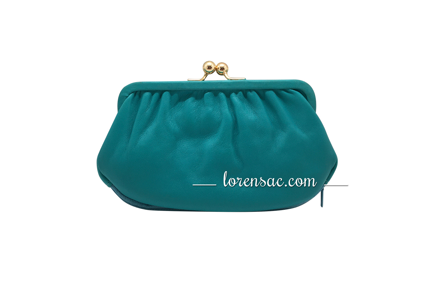 Face arrière du grand porte monnaie clic clac femme en cuir véritable rétro bleu clair Arrière grand porte monnaie clic clac femme cuir rétro