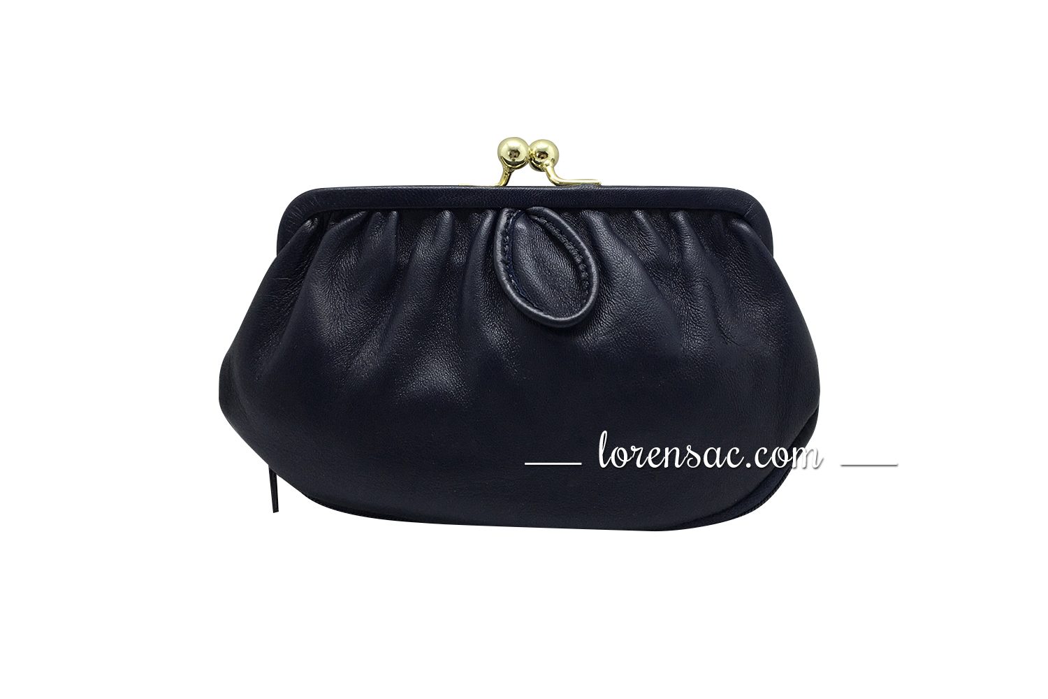 Grand porte monnaie clic clac femme en cuir véritable rétro bleu marine Grand porte monnaie clic clac femme cuir rétro bleu marine