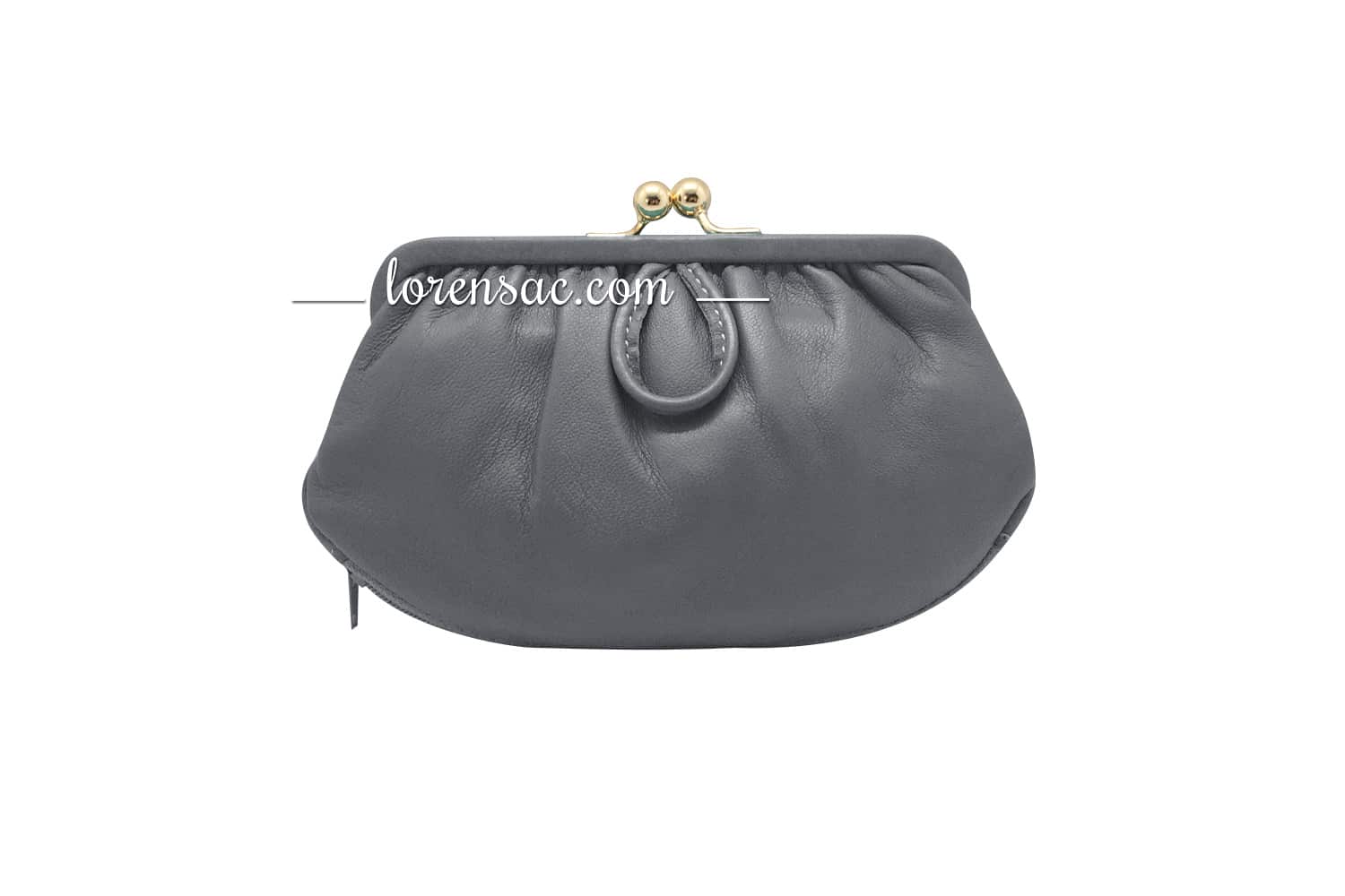 Grand porte monnaie clic clac femme cuir rétro gris