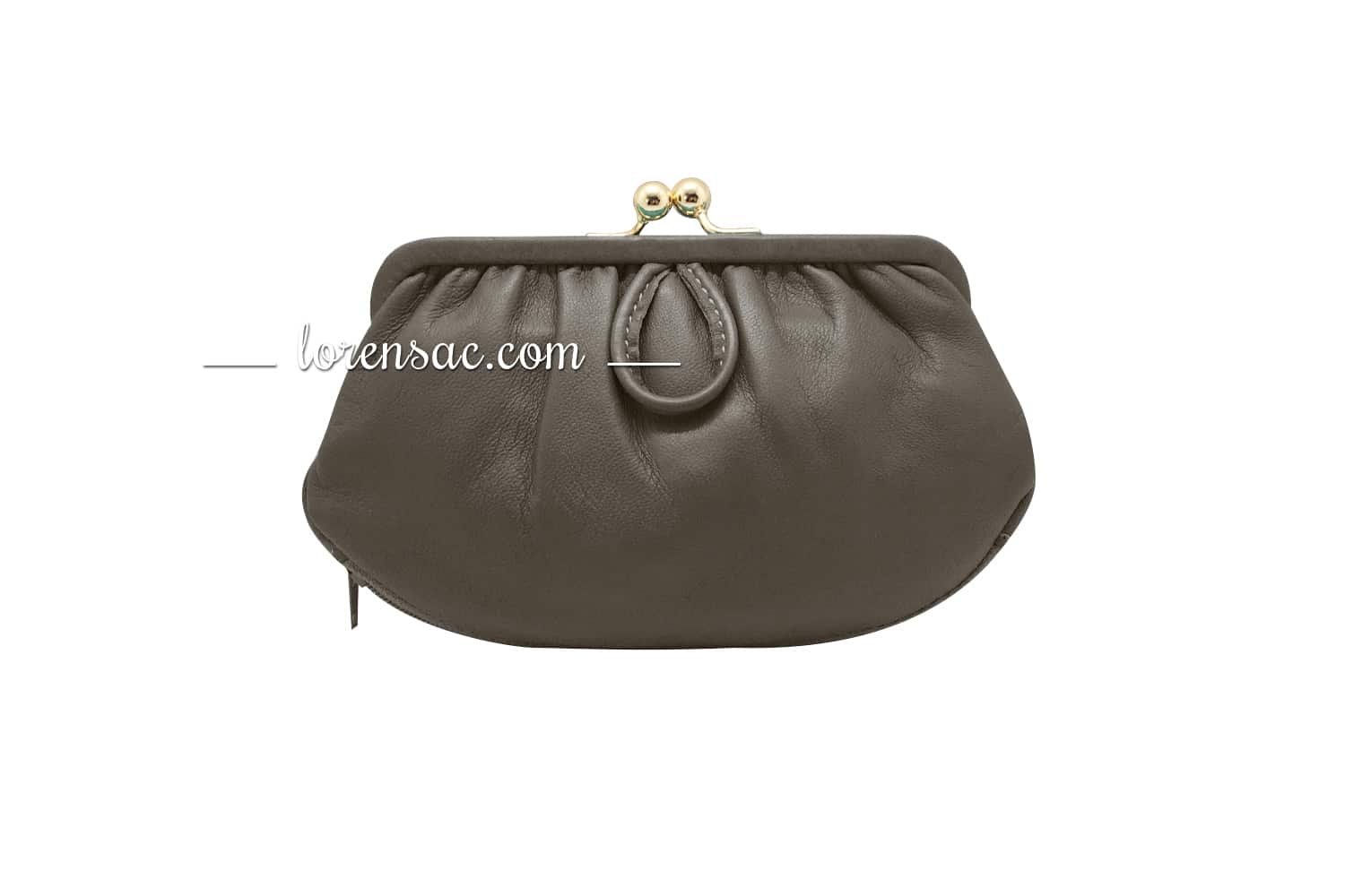 Grand porte monnaie clic clac femme cuir rétro taupe