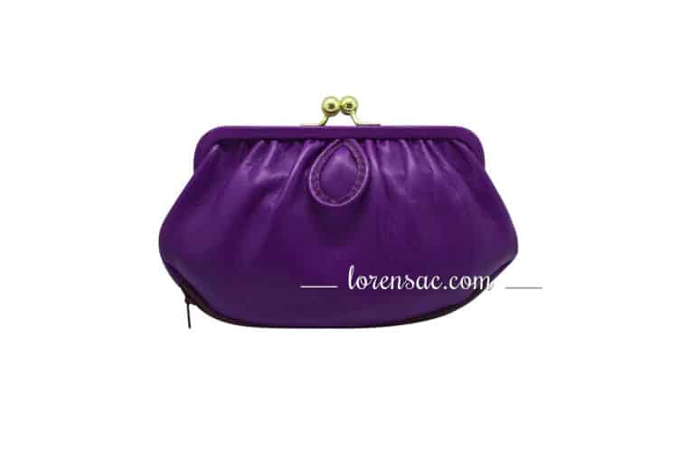 Grand porte monnaie clic clac femme cuir rétro violet