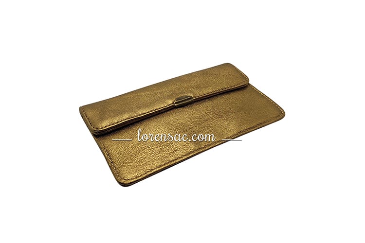 avant grand porte monnaie femme plat en cuir bronze