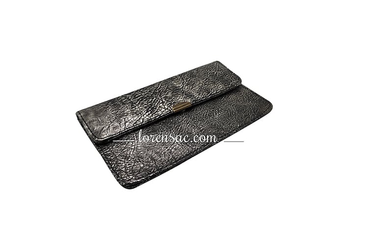 grand porte monnaie femme plat en cuir gris marbre