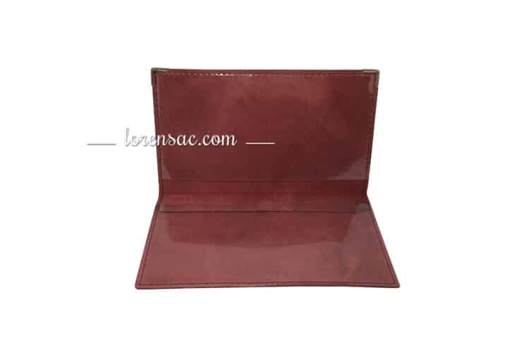 intérieur porte chéquier femme homme horizontal en cuir souple bordeaux