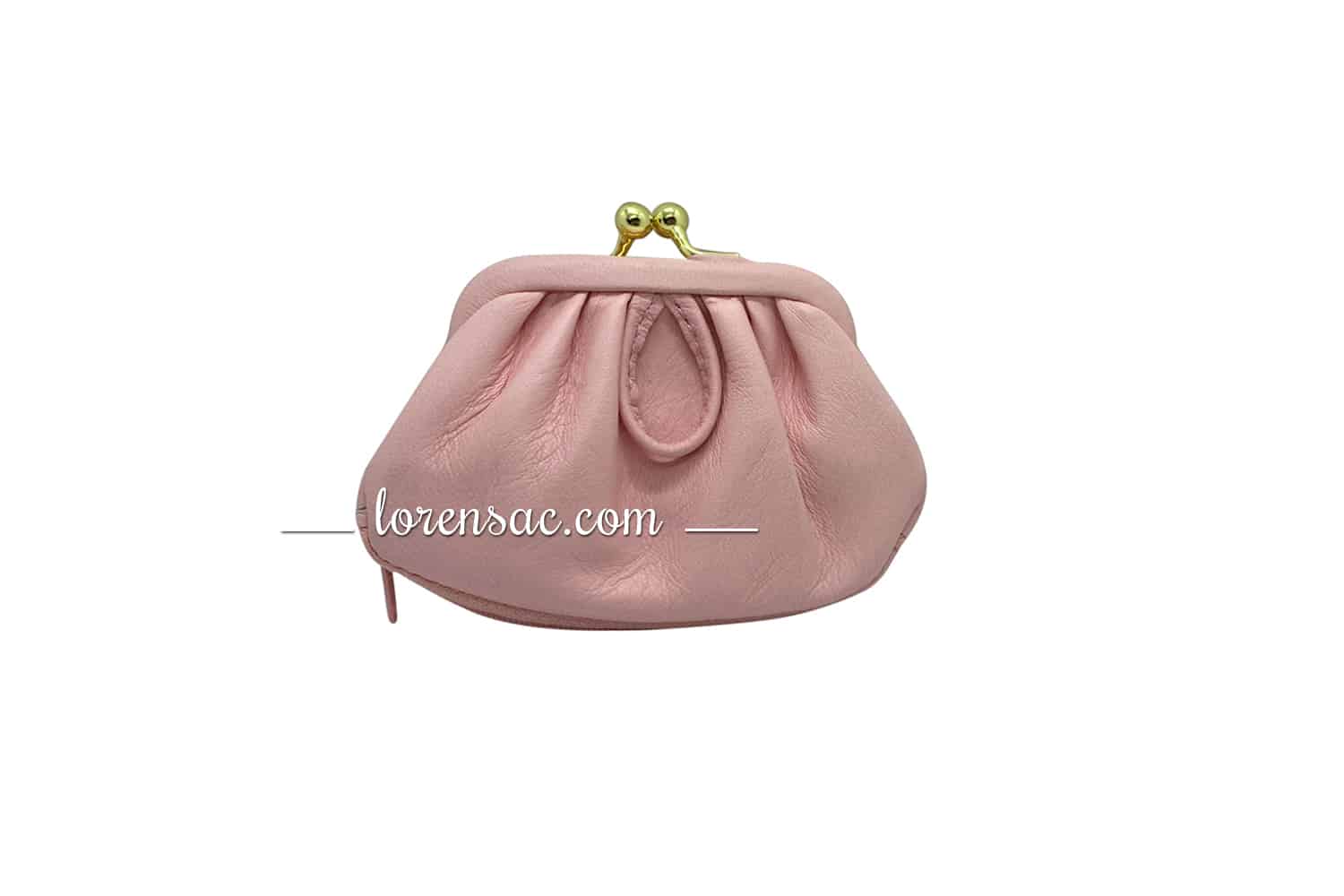 Porte monnaie a fermeture clip cuir rose pastel