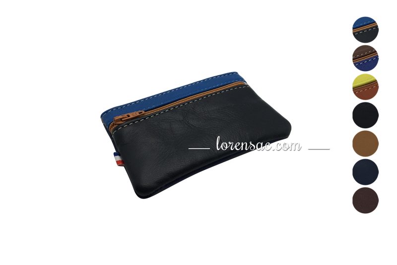 Porte monnaie cuir original femme homme fermeture éclair zippé