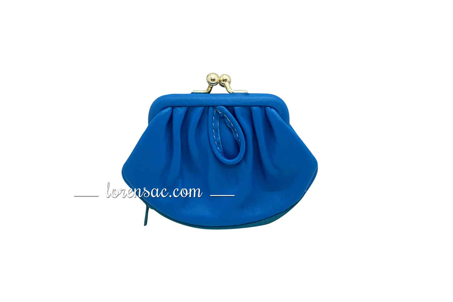 Porte monnaie fermoir ancien cuir bleu vintage