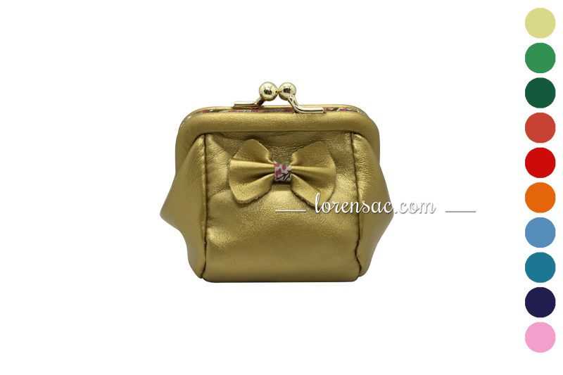 Porte monnaie avec fermoir à l'ancienne cuir noeud papillon