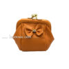 Porte monnaie noeud Papillon en cuir orange fermoir or