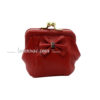 Porte monnaie noeud papillon rouge en cuir fermoir vintage