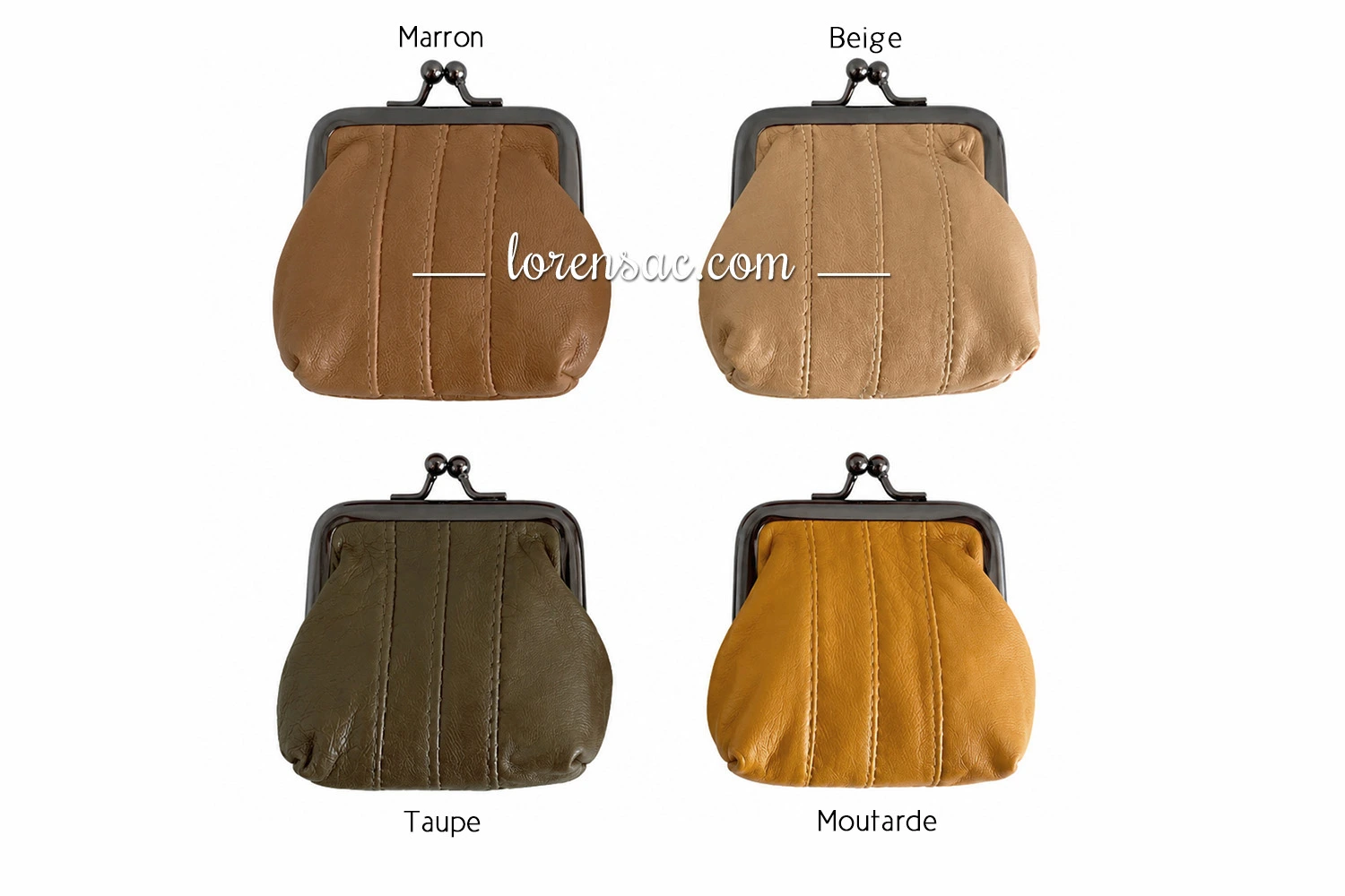 Porte-monnaie rétro en cuir véritable disponible en marron, beige, taupe et moutarde. Porte monnaie rétro en cuir marron beige et jaune