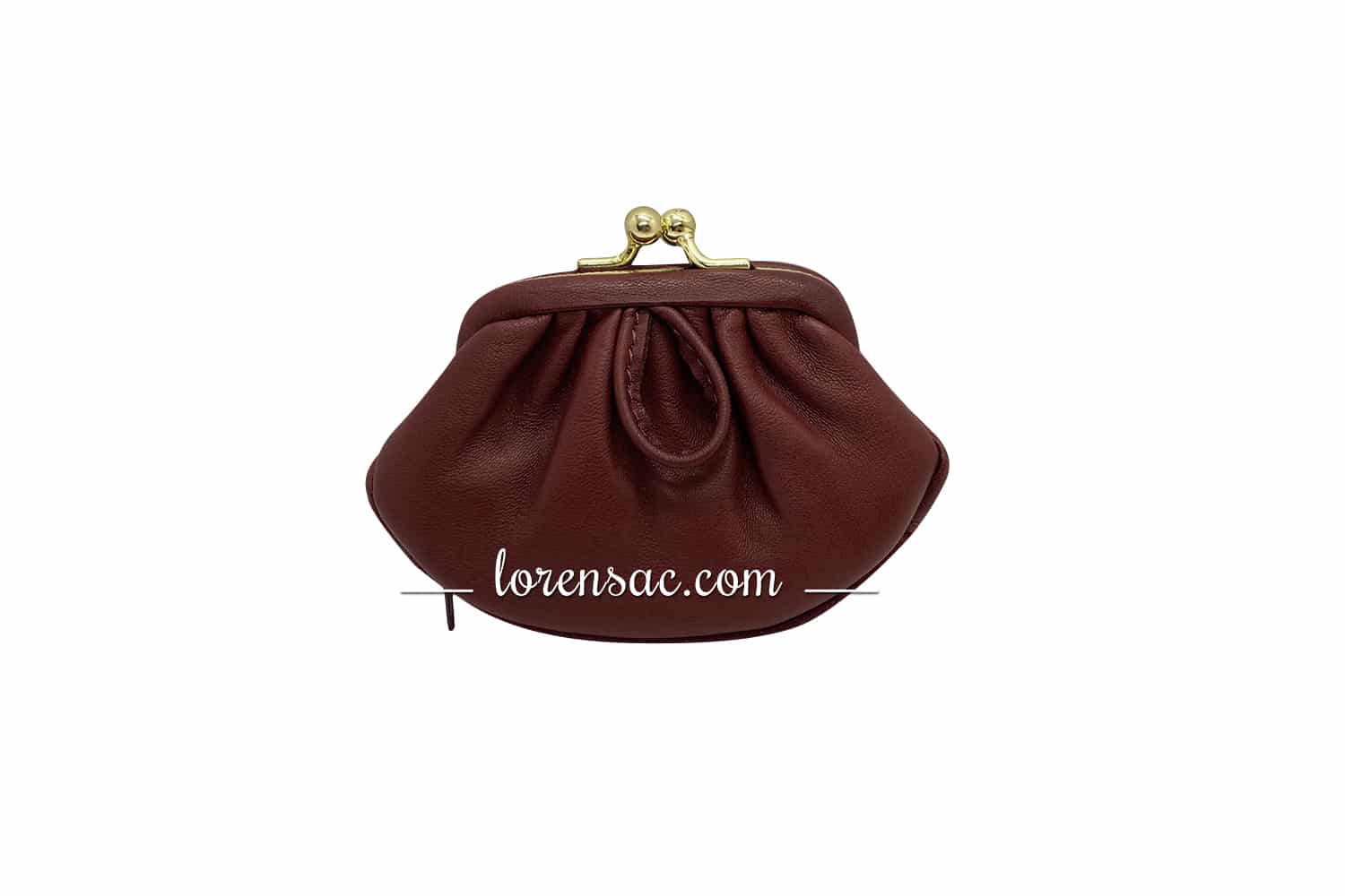 Porte monnaie retro cuir bordeaux foncé fermoir vintage