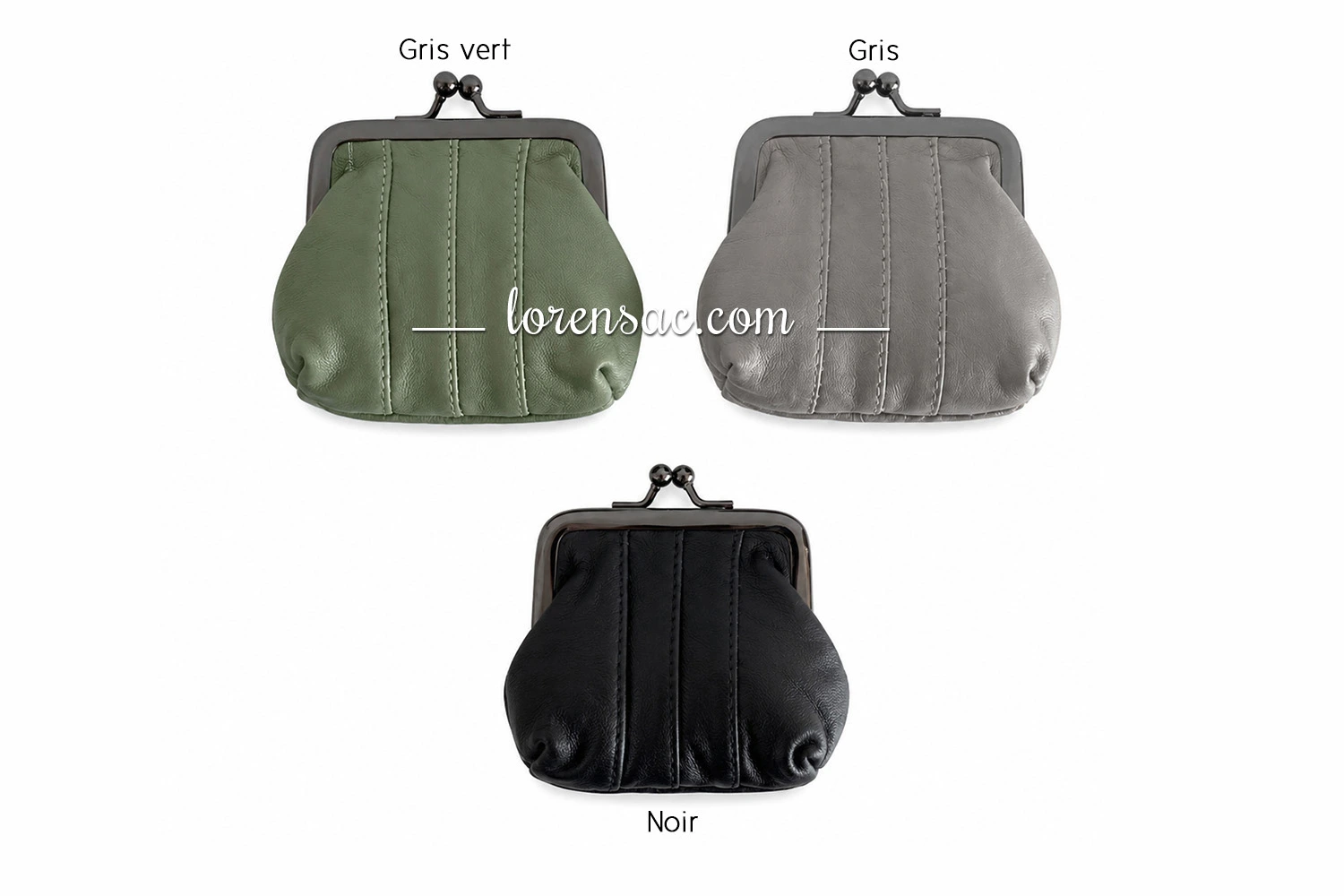 Porte-monnaie vintage en cuir véritable disponible en vert, gris et noir. Porte monnaie vintage en cuir véritable disponible en coloris vert et gris