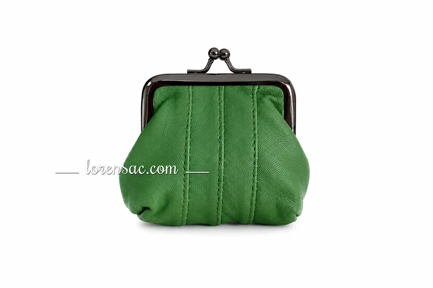 Porte-monnaie vintage en cuir véritable vert. Porte monnaie vintage en cuir vert avec fermoir métallique rétro