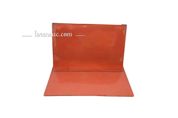 intérieur porte chéquier femme homme horizontal en cuir souple orange