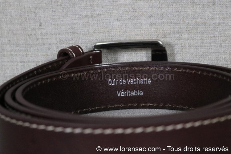 Côté Intérieur de la ceinture en cuir 35mm marron Intérieur ceinture en cuir 35mm marron