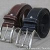 Deux coloris de la ceinture cuir homme solide 40mm noire et marron boucle argenté