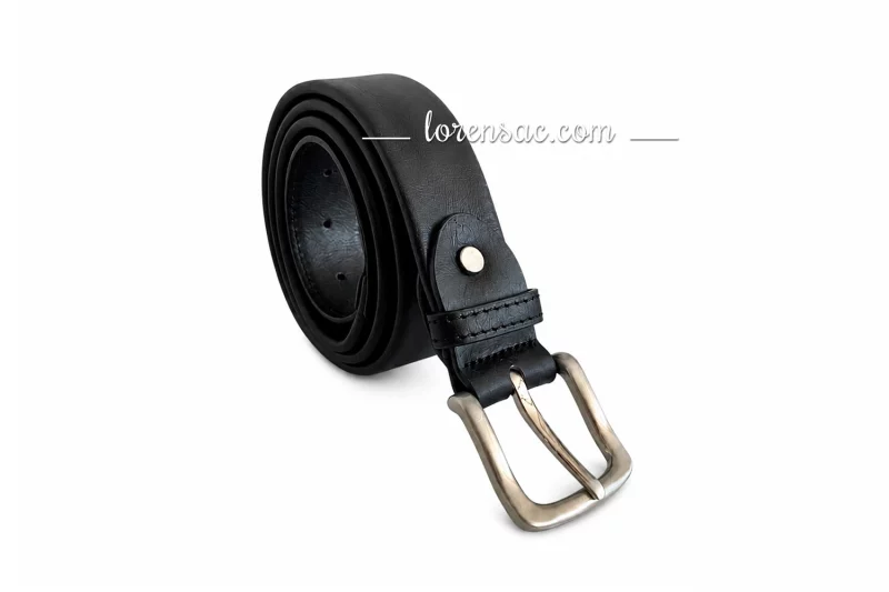 Ceinture cache billet en cuir véritable noire avec poche secrète zippée