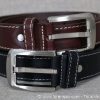 Ceinture en cuir noir et marron 35mm avec boucle argenté