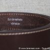 Intérieur de la ceinture marron avec inscription Cuir de vachette Véritable