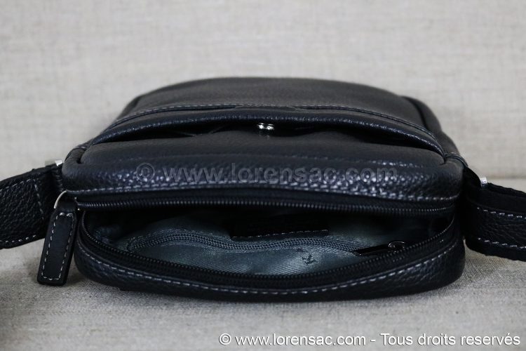 Fermeture éclair de la sacoche noire Katana en cuir véritable de vachette Fermeture éclair de la sacoche noire Katana en cuir véritable