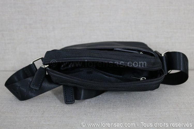 Pochette en nylon et cuir marque Katana de couleur noire petit sac homme pas cher noir