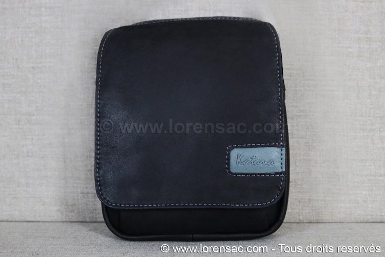 Pochette homme cuir noire face avant à bandoulière katana