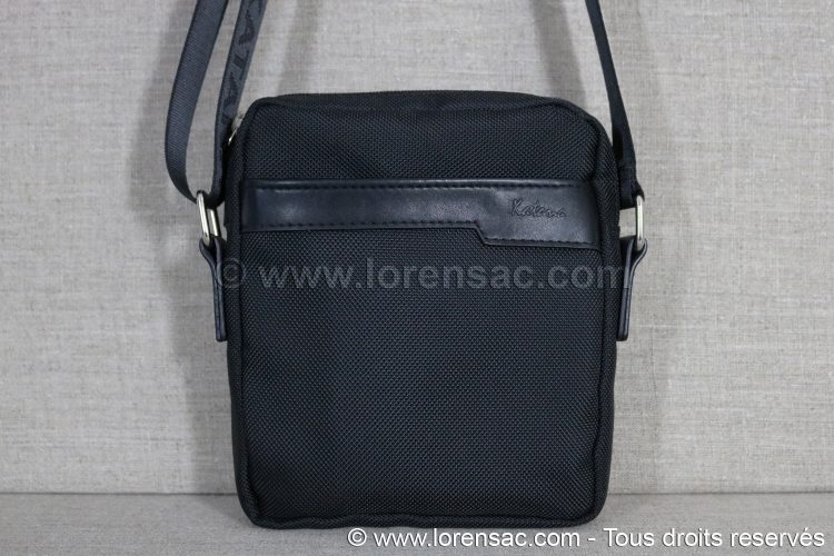 Devant de la pochette nylon et cuir noire sacoche homme devant pas cher noire en cuir