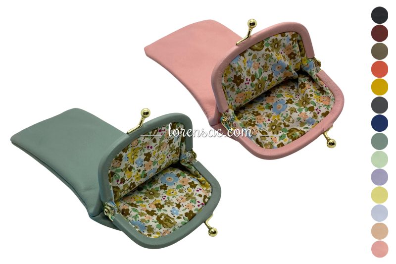 Étui à lunettes original femme rose pastel et gris vert en cuir souple