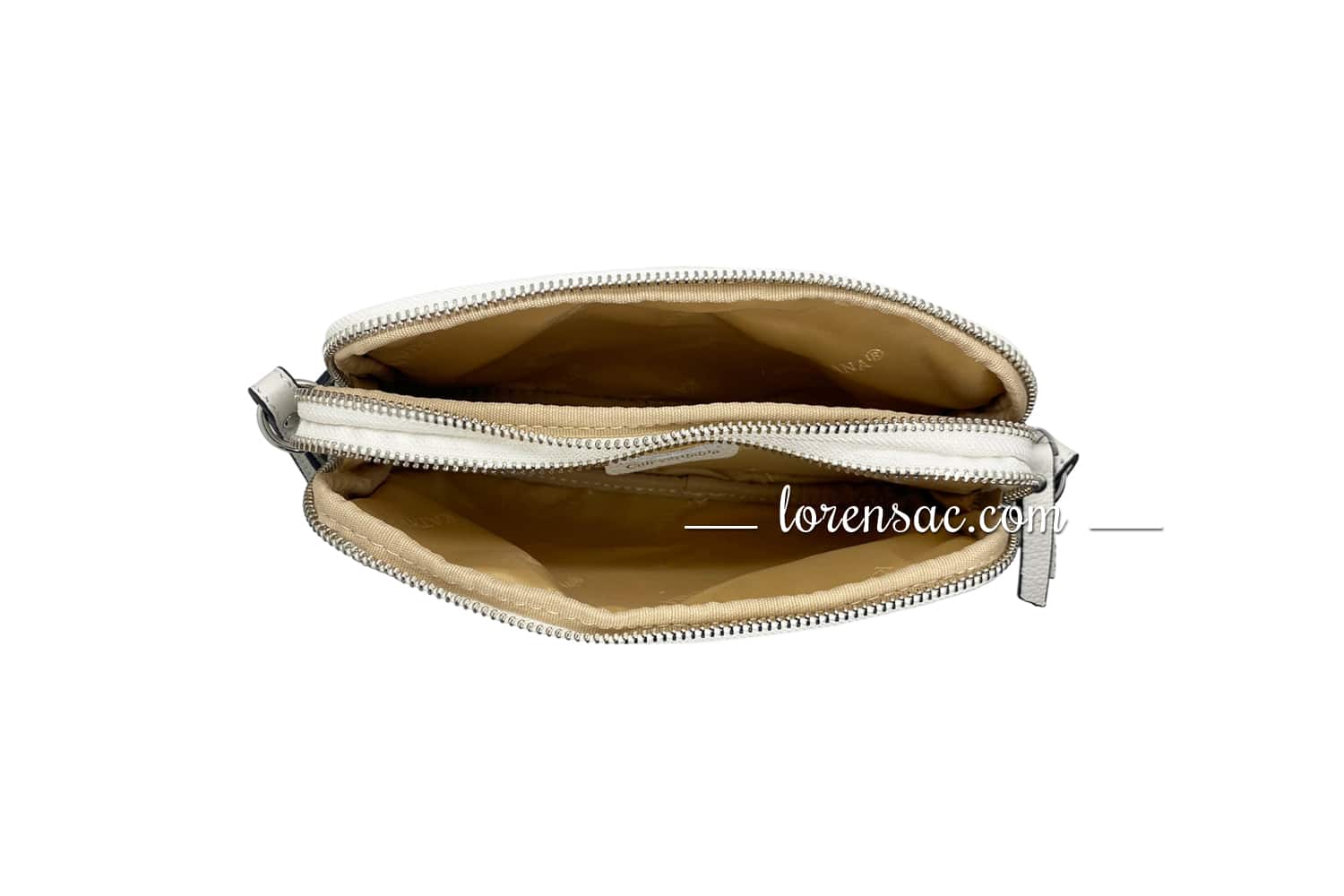 Pochette cuir blanc femme fermeture zippée