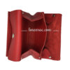 compartiments intérieur grand porte monnaie en cuir rouge pour femme