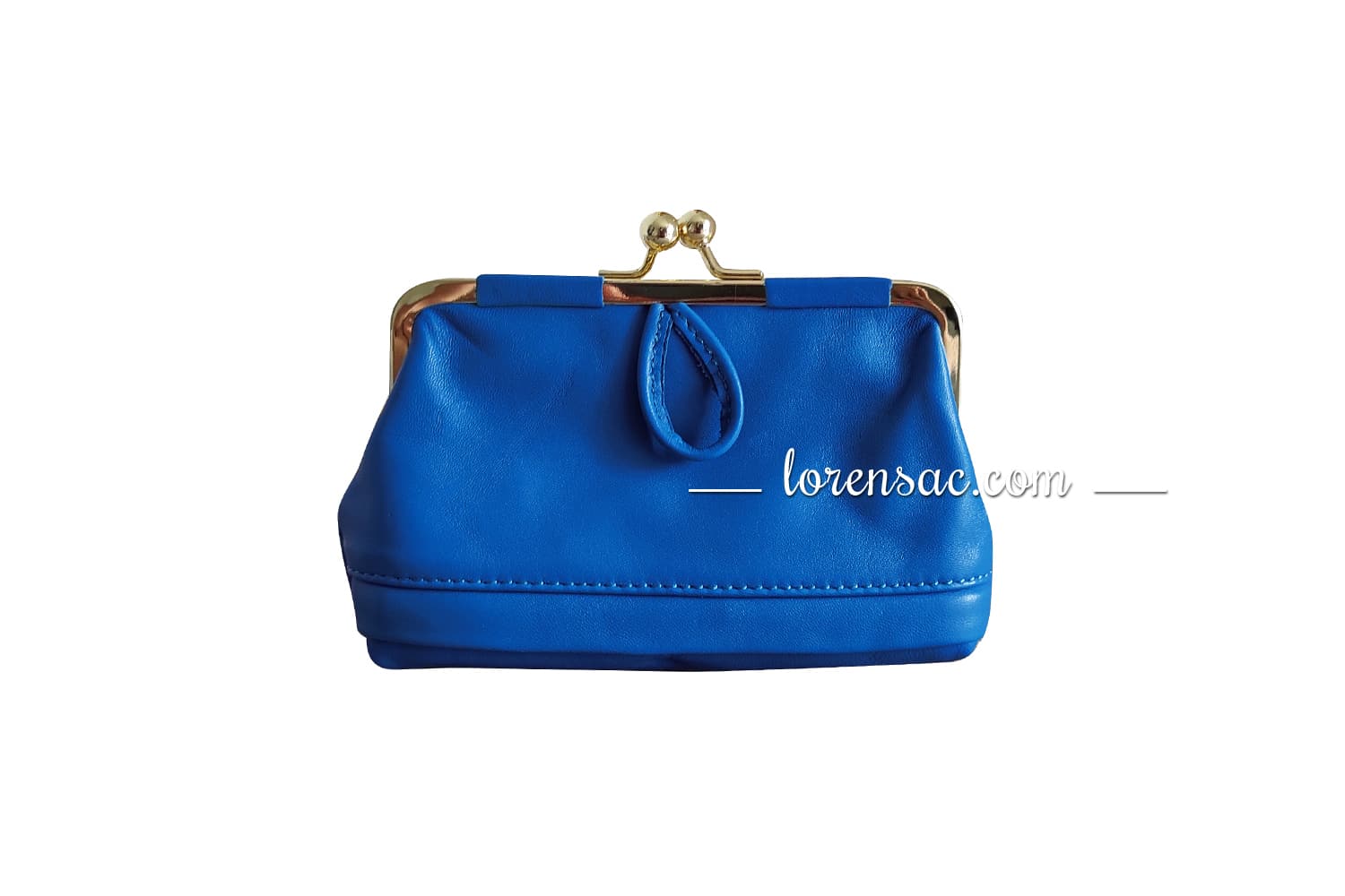 Grand porte monnaie vintage en cuir véritable bleu pour femme