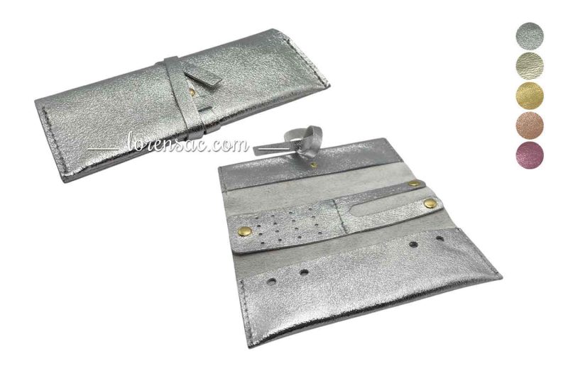 Organisateur bijoux de voyage cuir gris