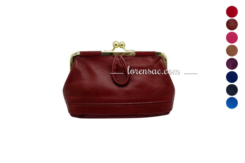 Grand porte monnaie femme ancien rouge bordeaux