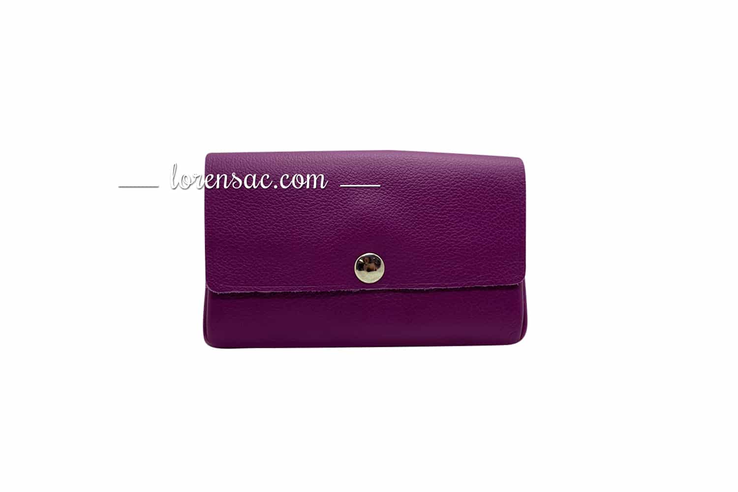 Porte monnaie femme grand format violet cuir