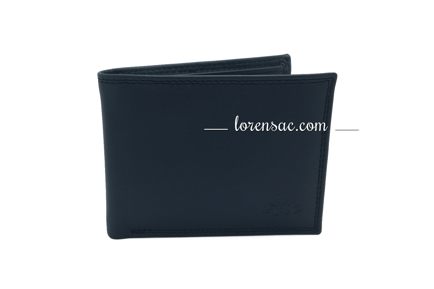 Arrière du mini portefeuille en cuir véritable bleu marine 
 arrière mini portefeuille cuir bleu marine homme femme
