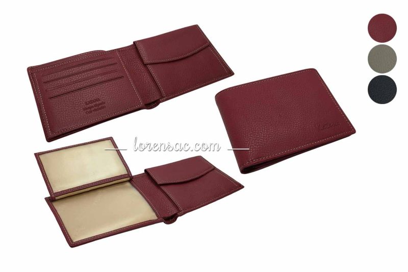 Petit portefeuille cuir grainé italien rouge