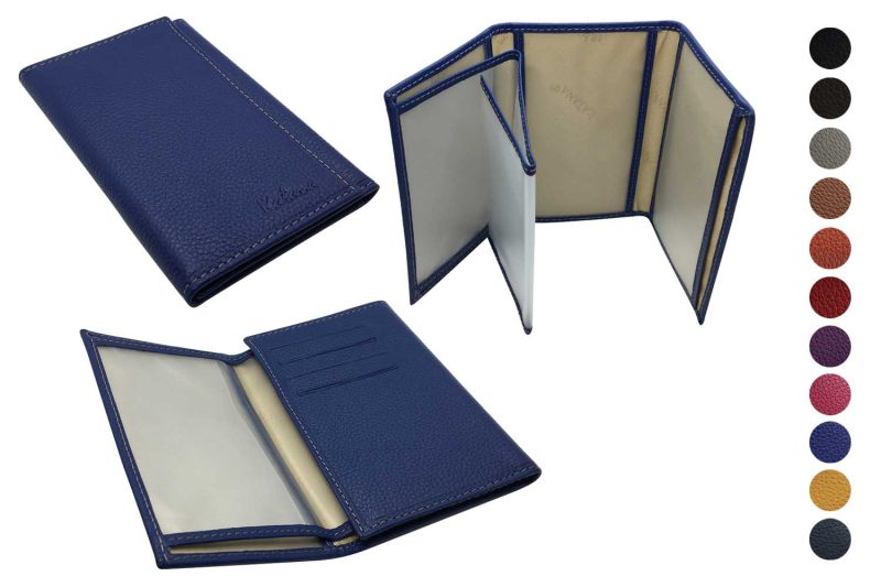 Porte carte grise en cuir pour assurance permis couleurs