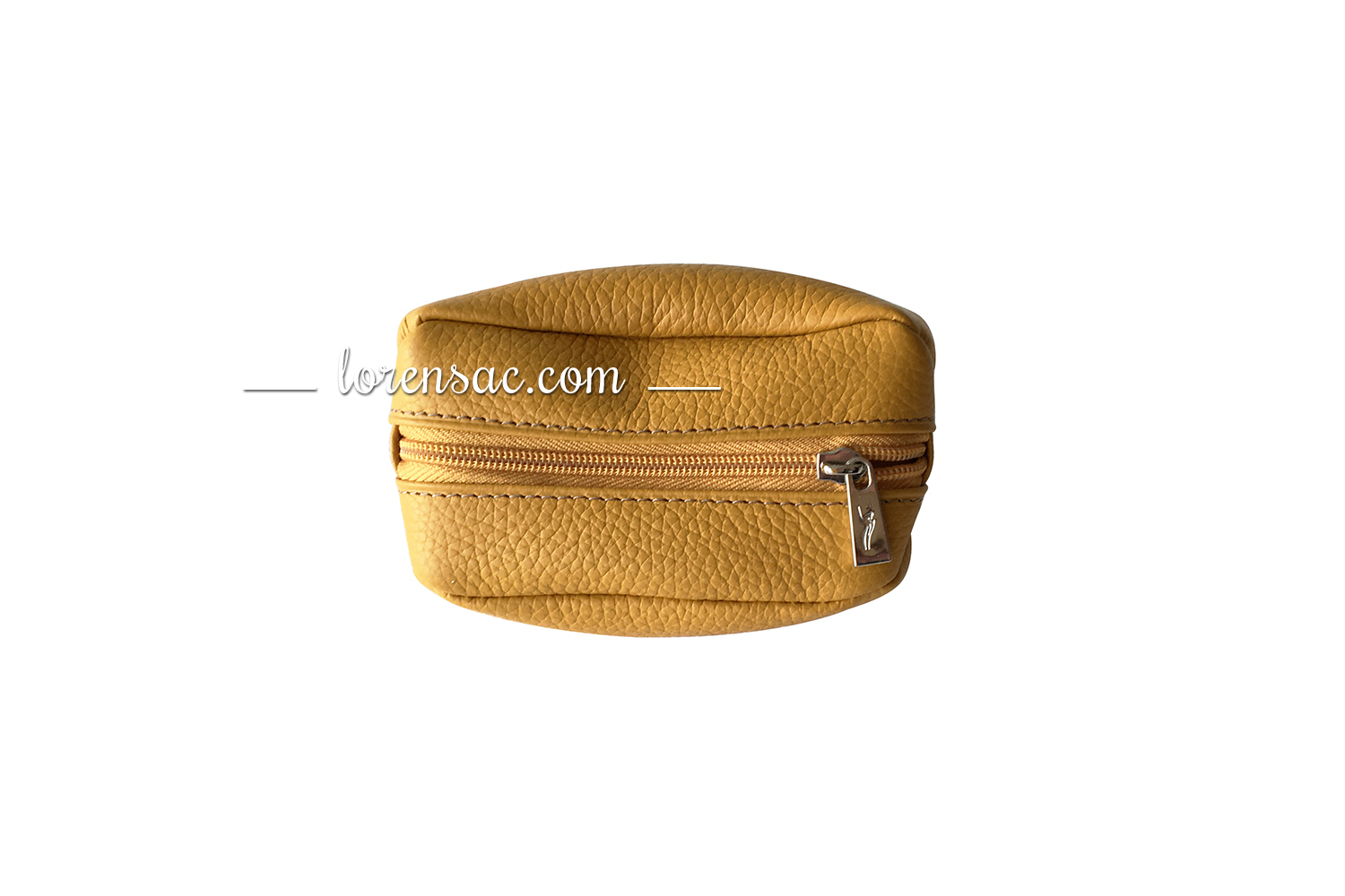 Fermeture zippée du porte-monnaie grain de café jaune en cuir Katana Petit rangement pour pièce jaune en cuir
