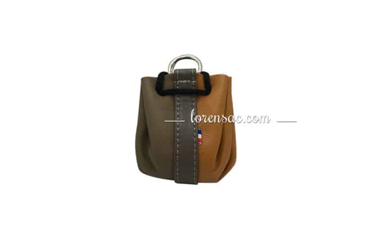 Aumoniere cuir mediéval bourse porte monnaie taupe camel