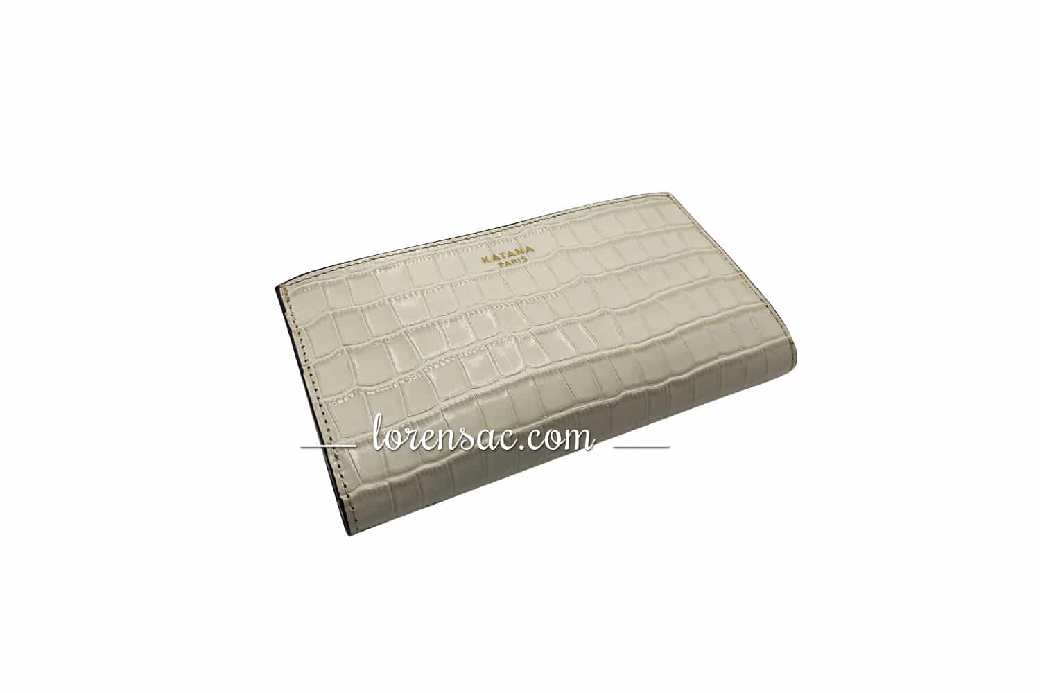 Portefeuille femme cuir beige imitation crocodile