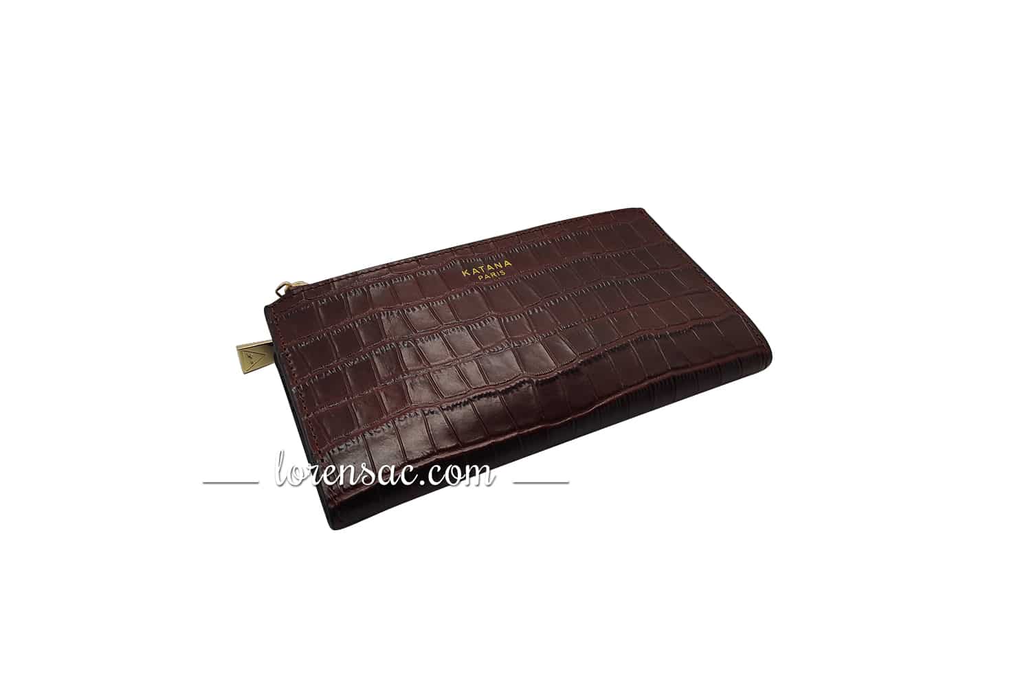 Portefeuille femme cuir marron imitation crocodile