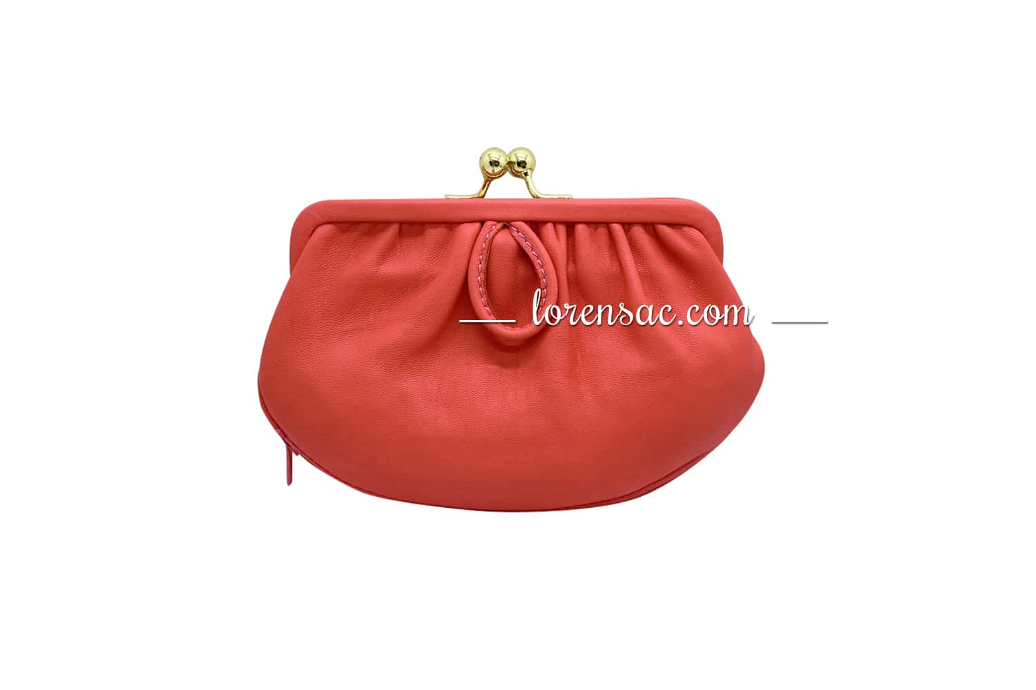 Porte monnaie fermoir clip femme cuir corail