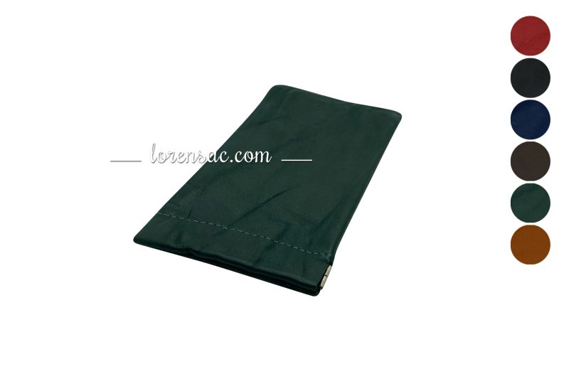 Pochette lunette de soleil cuir souple vert