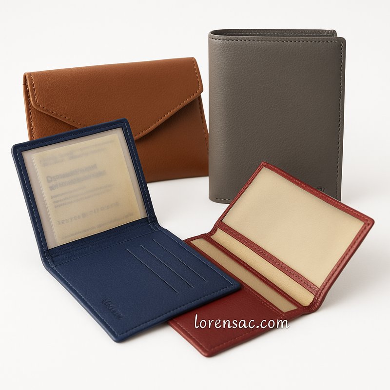Porte-cartes en cuir véritable Lorensac pour homme et femme, étui carte grise et papiers de voiture
