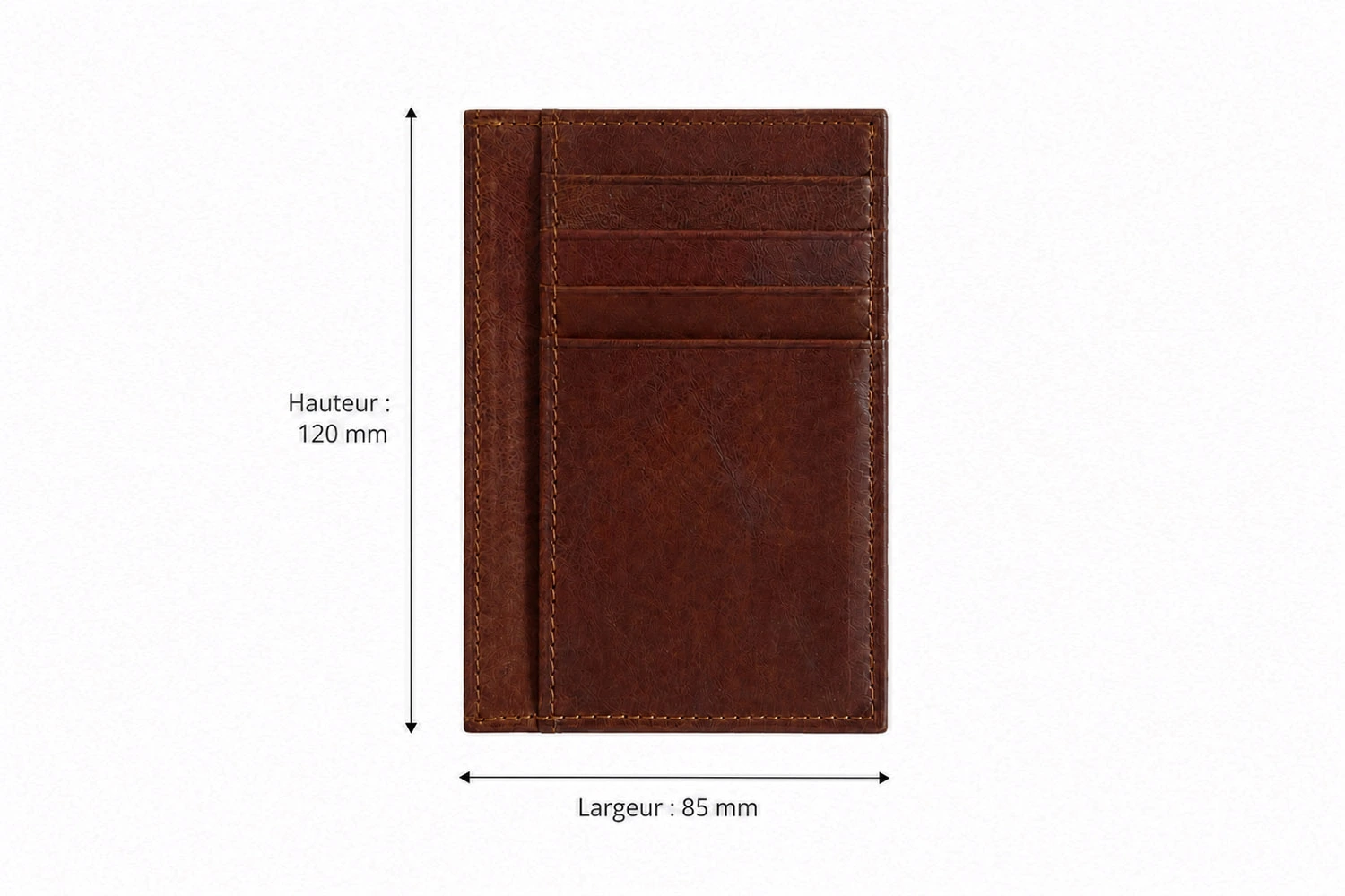Dimensions du porte carte personnalisé en cuir véritable 120 × 85 mm