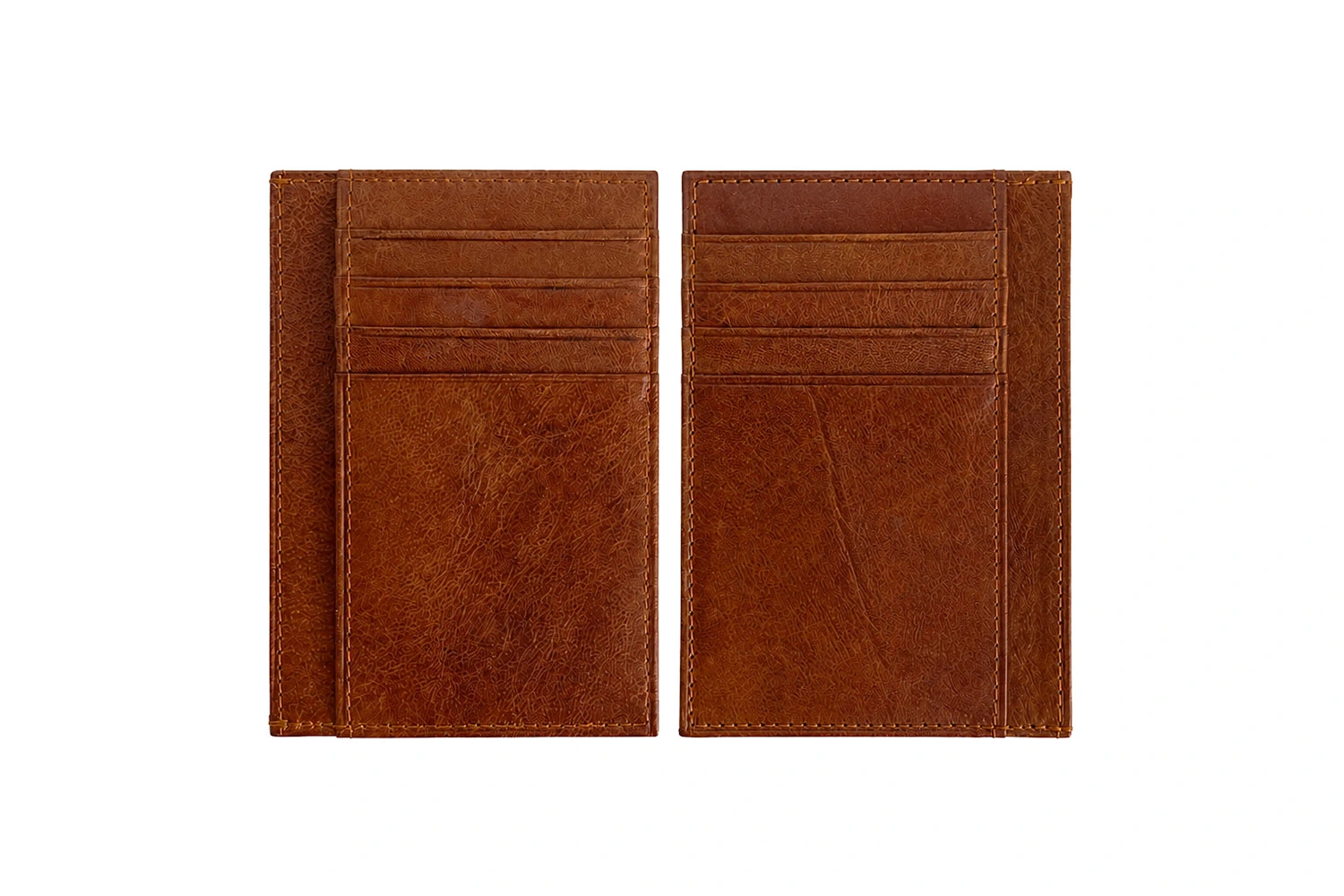 Porte carte personnalisé en cuir véritable présenté recto et verso
